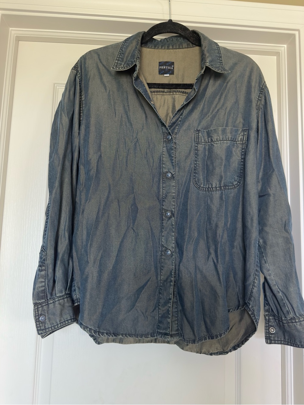 Pertiga Blue snap Button-Up Shirt